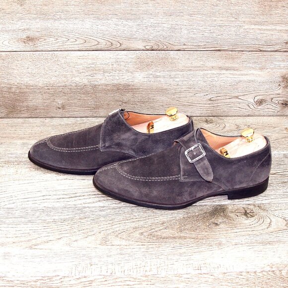 $795 Scarpe DI BIANCO Treviso Monkstrap 10 M Grey Suede SC542 * add $15 Trees main image 5